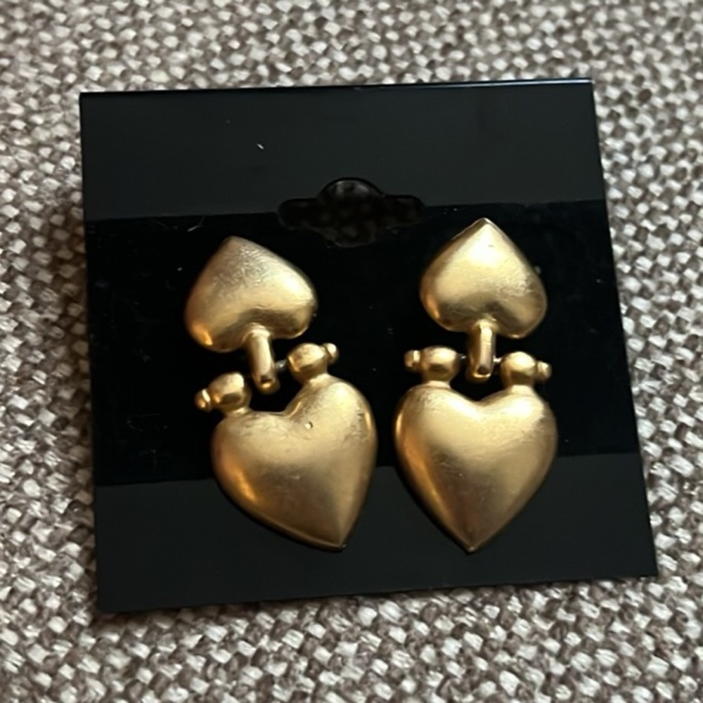 Door Knocker Vintage Brass Heart Dangle Earrings